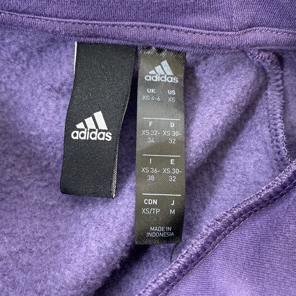 Adidas Purple Spell Out Hooded Sweatshirt Size XS - Picture 3 of 6
